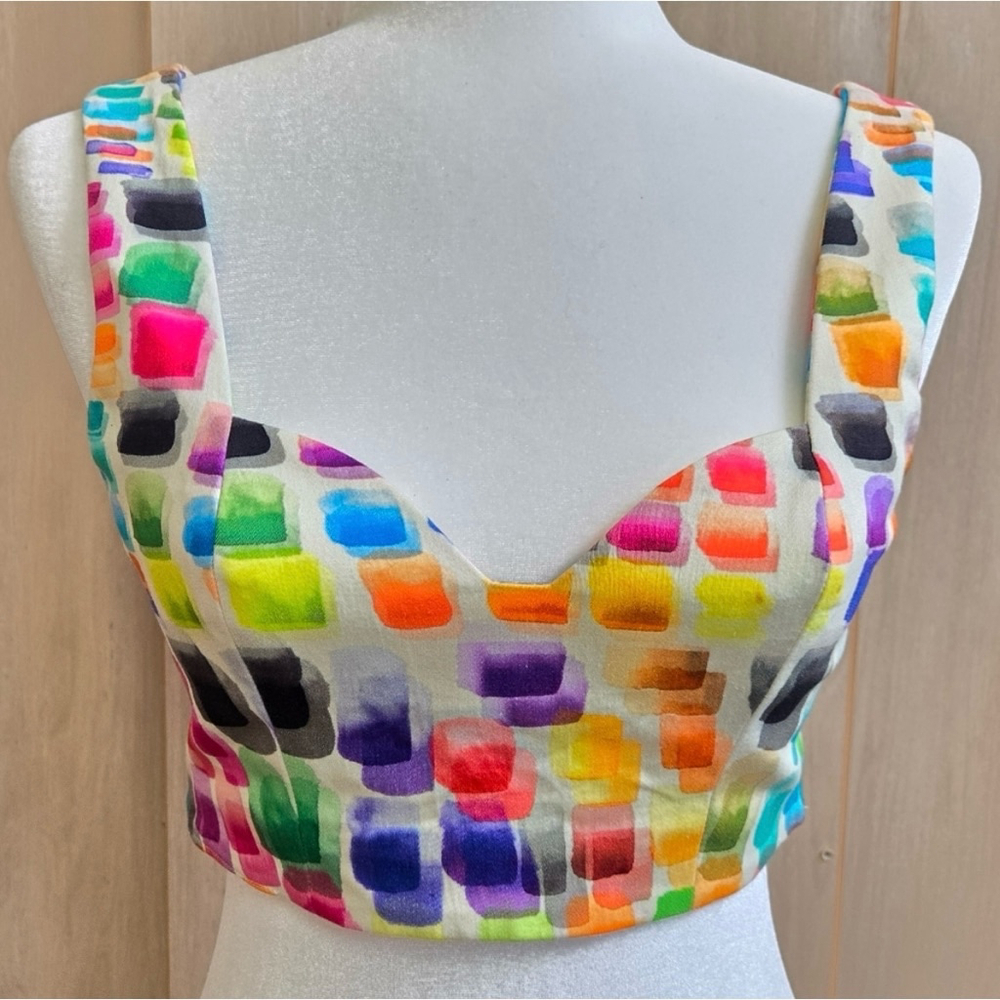 Alexis Multicolor Geometric Crop Top